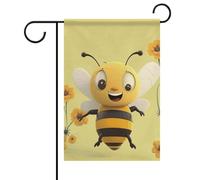 Happy Bee Drapeau de jardin d'été double face 30,5 x 45,7 cm Drapeaux de jardin Printemps Soleil Drapeaux de jardin Décoration extérieure