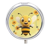 Happy Bee Pilulier rond portable étanche pour poche et sac à main pratique au quotidien