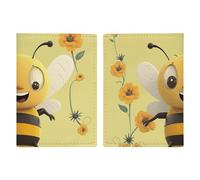 Happy Bee - Porte-passeport de voyage avec emplacements pour cartes de crédit et fente d'embarquement pour voyage, carte d'identité familiale (20,3 x 13,7 cm)