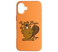 Happy Big Belly Beaver Sayng Bye - Funny Cute Prenez Soin Coque pour iPhone 16 Plus