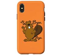 Happy Big Belly Beaver Sayng Bye - Funny Cute Prenez Soin Coque pour iPhone X/XS