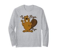 Happy Big Belly Beaver Sayng Bye - Funny Cute Prenez Soin Manche Longue