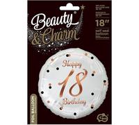 Happy Birthday 18 ballon en aluminium, blanc, 1 pc