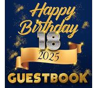Happy Birthday 18 - Guest Book: 18th Birthday Memory Album with Fun Questions | Book Perfect for the Party | Glitter Cover for Girls and Boys