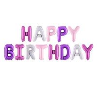 HAPPY BIRTHDAY Air-Fill Foil Phrase Balloon Bunting Multi Pinks