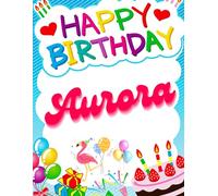 Happy Birthday Aurora: Birthday Sketchbook and Notebook for Doodling, Sketching, Drawing, Painting, Diary Flamingo Birthday gift for Girls: 120 Pages, 8.5*11 inch