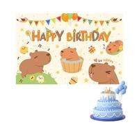 Happy Birthday Banner Garden Birthday - Feal Fith Birthding Cartoon Capybara Yard Banner Happy Affiche