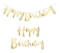 Happy Birthday Bannière Banderole Lettre Personnalisée Guirlande Décoration, banderole joyeux anniversaire, guirlande happy birthday pour Party Bonne Anniversaire Cérémonie - Doré