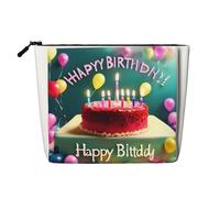 Happy Birthday Belle trousse de maquillage polyvalente en faux chanvre - Organiseur de toilette de voyage, parfait pour un usage quotidien, les voyages d'affaires et plus encore., Noir , Taille unique