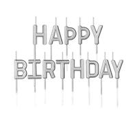 Happy Birthday Bougie,Bougies de Joyeux Anniversaire Accessoires de Deco Bougie pour Décorations de Gâteau de Fête D'anniversaire,Argent