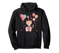 Happy Birthday Cat with Balloons Fun Colorful Cats Lover Men Sweat à Capuche