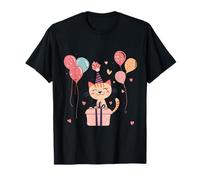 Happy Birthday Cat with Balloons Fun Colorful Cats Lover Men T-Shirt
