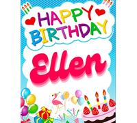 Happy Birthday Ellen: Birthday Sketchbook and Notebook for Doodling, Sketching, Drawing, Painting, Diary Birthday gift for Girls: 120 Pages, 8.5*11 inch
