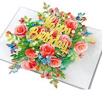 Happy Birthday Floral - Joyeux Anniversaire Floral, Carte D'anniversaire Pop-Up, Carte De V?ux Pop-Up 3d (Happy Birthday Floral) Bd138fr1520