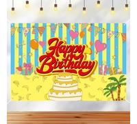 Happy Birthday Fond, Toile de Fond Colorée Joyeux Anniversaire Gâteau Ballons Bannière Articles Fête George Le Petit Curieux Décorations d'anniversaire Arrière-Plan pour Photographie