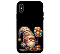 Happy Birthday GNOME for Women Girls Boys Colorful Balloons Coque pour iPhone X/XS