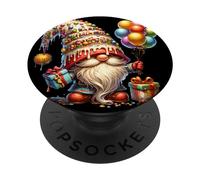 Happy Birthday GNOME for Women Girls Boys Colorful Balloons PopSockets PopGrip Adhésif