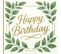 Happy Birthday Guest Book: Green and Gold Elegant Memory Party Keepsake with 75 Unique Questions for 70, 80, and 90 Year Old 50 Sign In and Blank Photo Pages (8.5x8.5 inches, 108 pages)