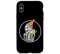 Happy Birthday Halloween Skeleton Cake Funny Spooky Costume Coque pour iPhone X/XS