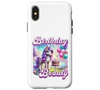 Happy Birthday Licorne Princesse Rainbow Unicorn Birthday Coque pour iPhone X/XS
