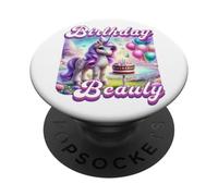 Happy Birthday Licorne Princesse Rainbow Unicorn Birthday PopSockets PopGrip Adhésif