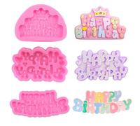 Happy Birthday Lot de 3 moules à fondant en silicone pour lettres de l'alphabet et chocolat pour fête d'anniversaire