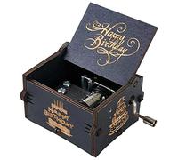 Happy Birthday Music Box - Wooden Hand Crank Engraved Musical Instrument with Melody - Gift for Mom/Dad/Daughter/Son/Wife/Husband/Friends