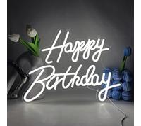 Happy Birthday Neon Sign Blanc Enseigne Néon Lettre Neon Sign Décoration Néon Lumières Usb Enseigne Lumineuse Pour Chambre Bar Club Décoration De Fête D'anniversaire