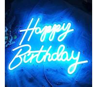Happy Birthday neon sign réutilisable Ice Blue LED Neon Night Light birthday party decor USB opération decor pour fond Party chambre mur décor 5V, 16.5 "* 11"