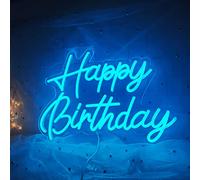 Happy Birthday neon sign réutilisable Ice Blue LED Neon Night Light birthday party decor USB opération decor pour fond Party chambre mur décor 5V, 16.5 "* 11"