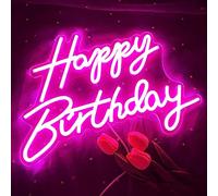 Happy Birthday neon sign réutilisable Rose LED Neon Night Light birthday party decor USB opération decor pour fond Party chambre à coucher mur décor 5V, 16.5 "* 11"