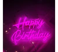 Happy Birthday neon sign réutilisable Rose LED Neon Night Light birthday party decor USB opération decor pour fond Party chambre à coucher mur décor 5V, 16.5 "* 11"