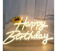 Happy Birthday Sign - LED Light Up Decoration, Illuminated Neon Sign For Boys, Girls, Women | USB Powered Decorative LED Light For Home, Apartment | Birthday Party Room Decoration, Warm White Lights