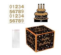 Happy Birthday Tirelire pour Cadeau d'argent, Boîte À Billets Amusante, Urne Joyeux Anniversaire Kraft, Boite Anniversaire avec Carte à Tirer pour Femmes et Hommes Surprise