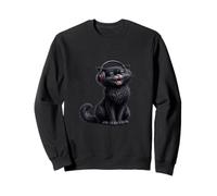 Happy Black Cat Music Vibes Sweatshirt