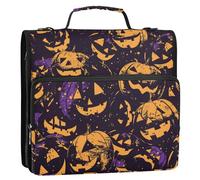 Happy Bluray Citrouilles Halloween 3 anneaux Fermeture éclair Organiseur avec poignée Comprend une poche zippée Portable Maison Voyage Sac de rangement sûr pour étudiant moyen