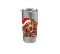 Happy Brown Bonnet de Père Noël pour chien Gobelet isotherme en acier inoxydable double paroi
