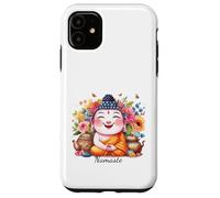 Happy Buddha Yoga Namaste avec thé et Fleurs Coque pour iPhone 11