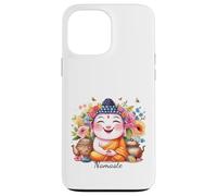 Happy Buddha Yoga Namaste avec thé et Fleurs Coque pour iPhone 13 Pro Max