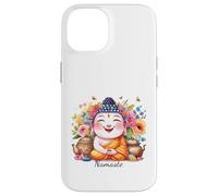 Happy Buddha Yoga Namaste avec thé et Fleurs Coque pour iPhone 14