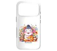 Happy Buddha Yoga Namaste avec thé et Fleurs Coque pour iPhone 17 Pro