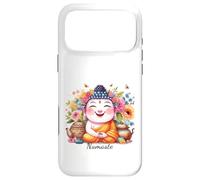 Happy Buddha Yoga Namaste avec thé et Fleurs Coque pour iPhone 17 Pro Max