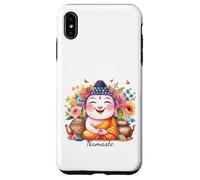 Happy Buddha Yoga Namaste avec thé et Fleurs Coque pour iPhone XS Max
