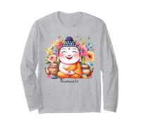 Happy Buddha Yoga Namaste avec thé et Fleurs Manche Longue