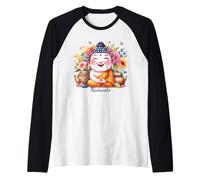 Happy Buddha Yoga Namaste avec thé et Fleurs Manche Raglan