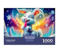 Happy Bunny 1000 Pièces Amateurs De PuzzlesLapin Hiver pour Adultes Moderne Jeu Premium avec Défis Paysagedes QuatreSaisons 52x38cm/1000pcs