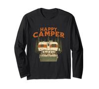 Happy Camper Funny Vintage Outdoor Camping Beer Lover Manche Longue