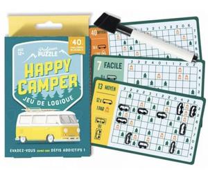 Happy Camper - Jeu de logique avec des défis addictifs pour s'évader - 40 Challenges rejouables - Difficulté Croissante - A partir de 12 Ans - Feutre effaçable Inclus