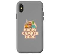 Happy Camping Bear Tente de Camping Guimauve drôle rétro Coque pour iPhone X/XS