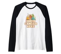 Happy Camping Bear Tente de Camping Guimauve drôle rétro Manche Raglan